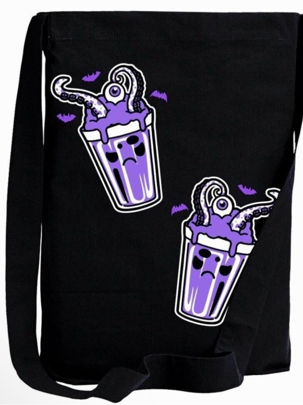 {NEW} Too Fast Monster Milkshake Tote | Black Purple Canvas Sling Bag